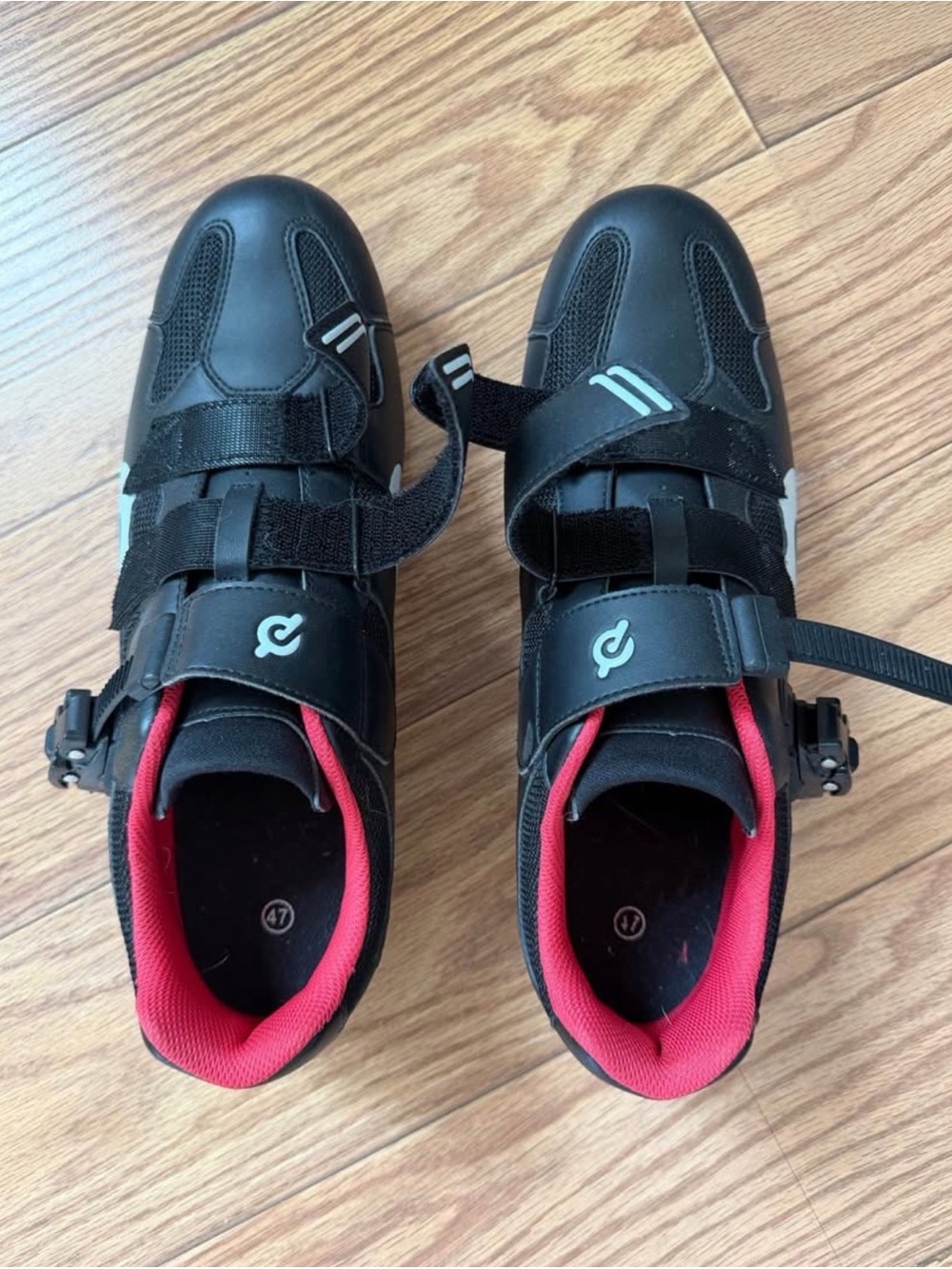 Peloton Black Cycling Shoes with Red Interior